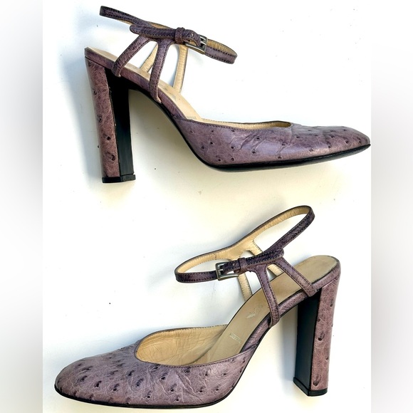 Prada Ostrich Ankle Strap Pumps, size 7 - Picture 4 of 16